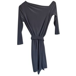 Halston Heritage gray Long Sleeve Dress 
Off shoulder asymmetrical size 0 XS